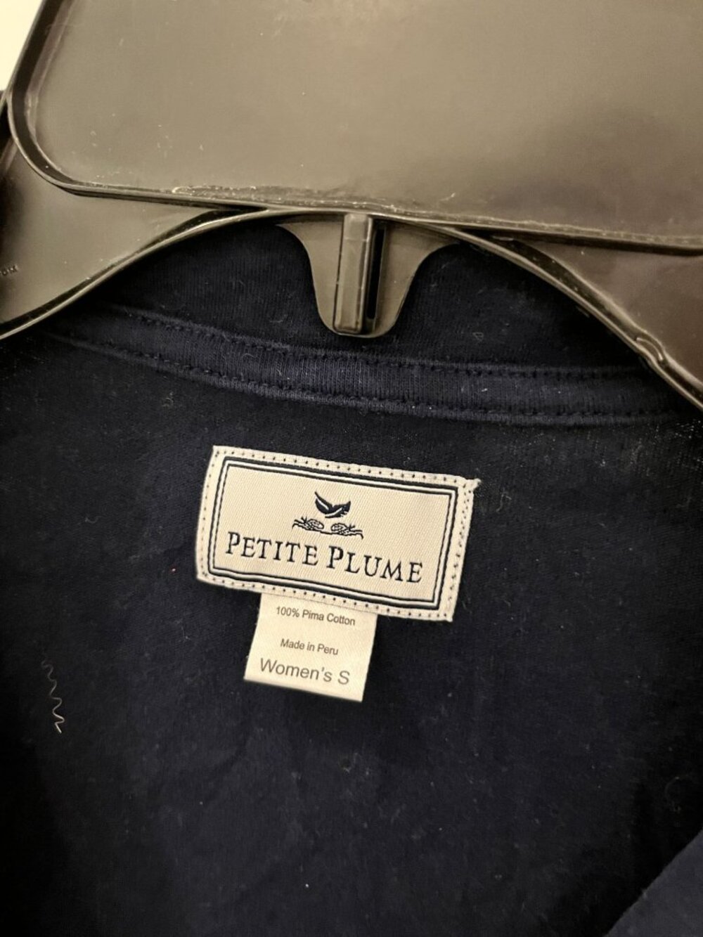 Petite Plume Navy Piped Pima Cotton Cropped Pajama Set SMALL S - Picture 5 of 9
